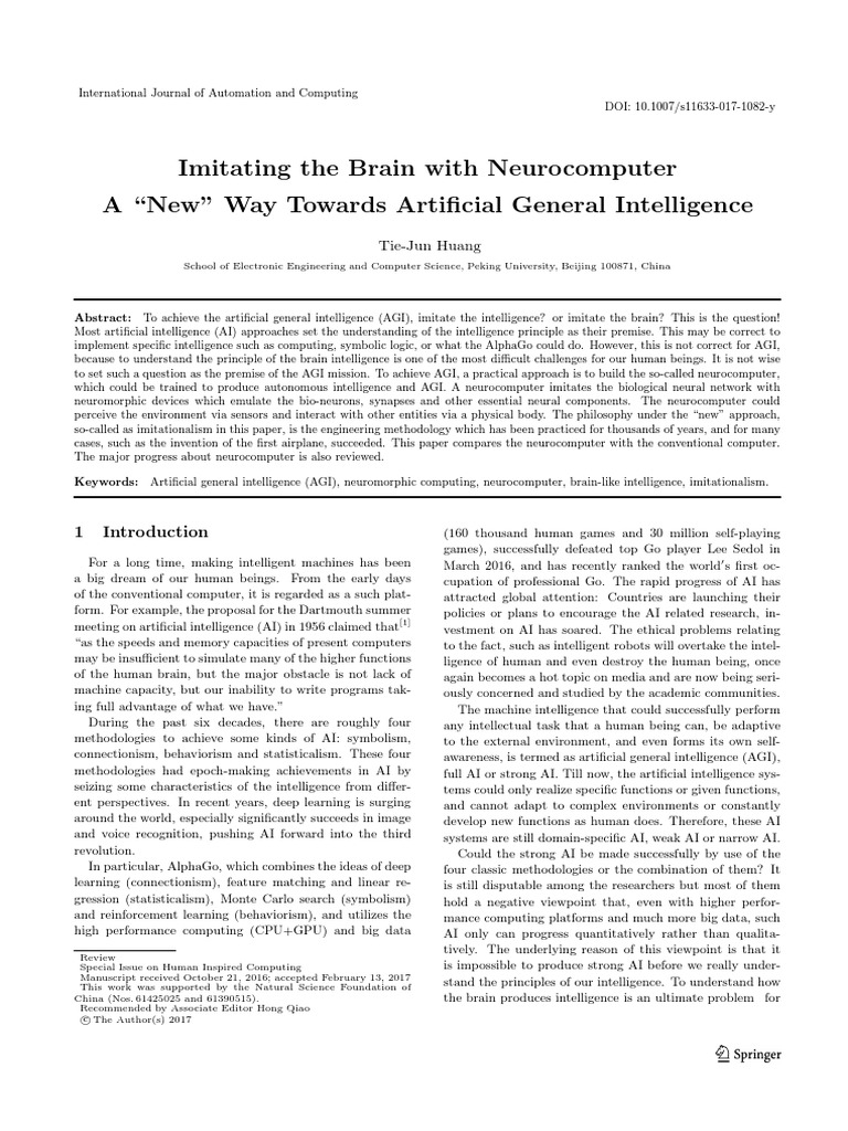 Neurocomputer: A Path to AGI | PDF | Artificial Intelligence ...