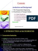 I Introduction and Background: 1-1 The Transportation Engineering 1-2 Classification of Transport Studies
