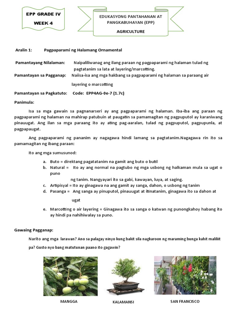 Epp Iv Agri Week 4 | PDF