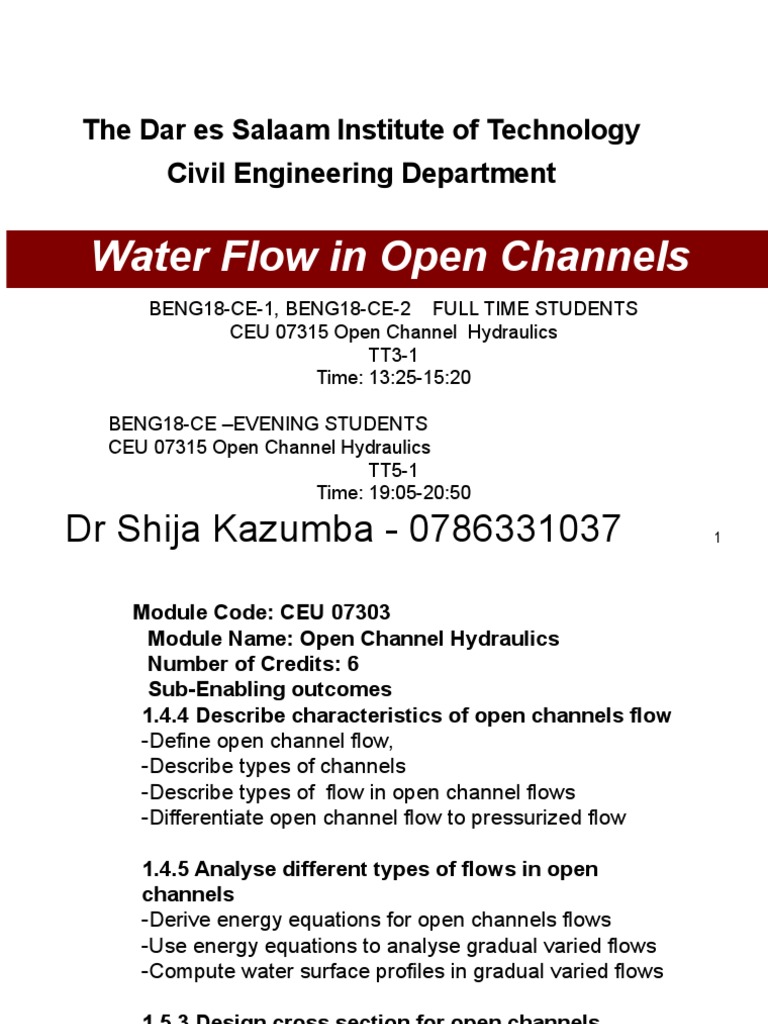 Open Channel Hydraulics Overview | PDF | Fluid Dynamics | Dynamics ...