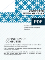 Computer Fundamentals: Karishma Verma Institute of Hotel Management, Bangalore