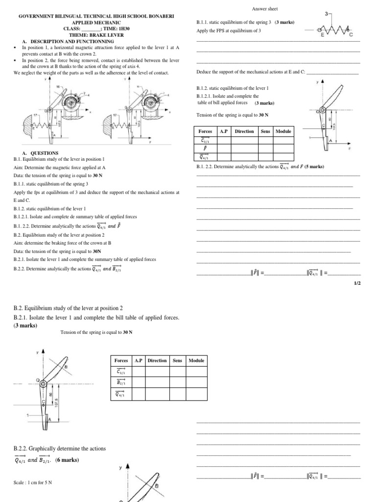 Brake Lever Force Analysis | PDF | Force | Classical Mechanics