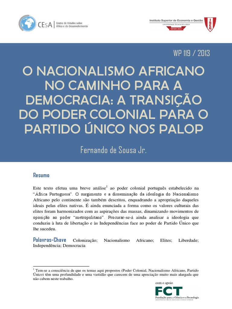 Nacionalismo Africano PDF PDF Panafricanismo Portugal