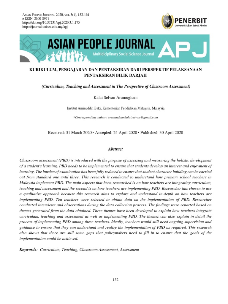 Classroom Assessment in Malaysian Schools | PDF | Teachers | Curriculum