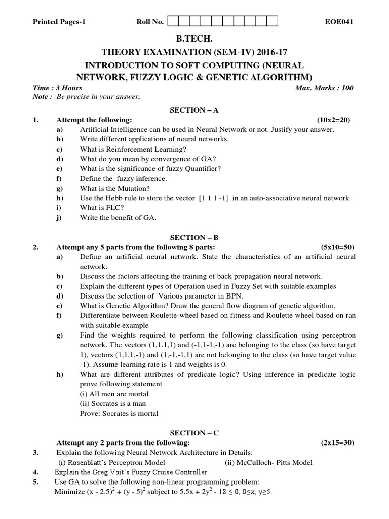 Soft Computing Exam Guide | PDF | Artificial Neural Network | Fuzzy Logic