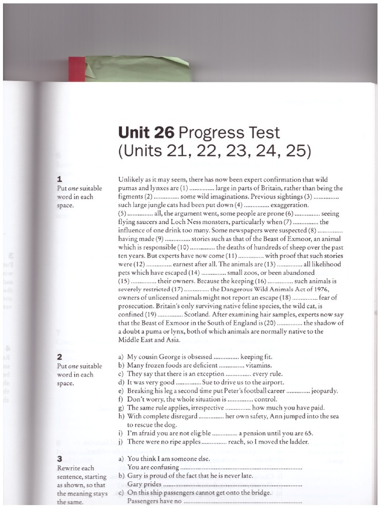 Unit 26 Progress Test PDF | PDF