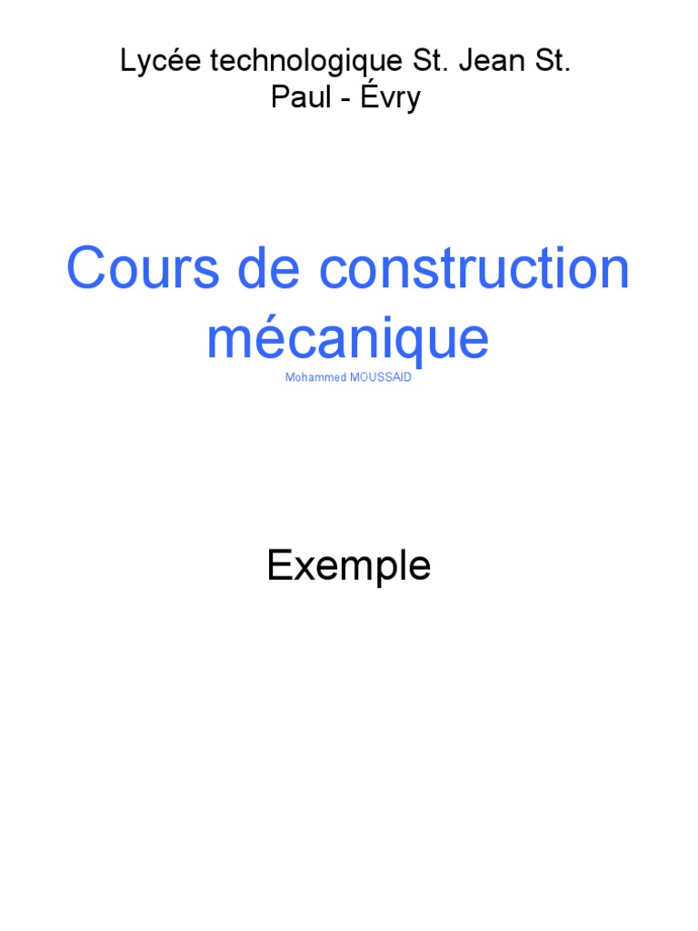 Cours : Construction mécanique