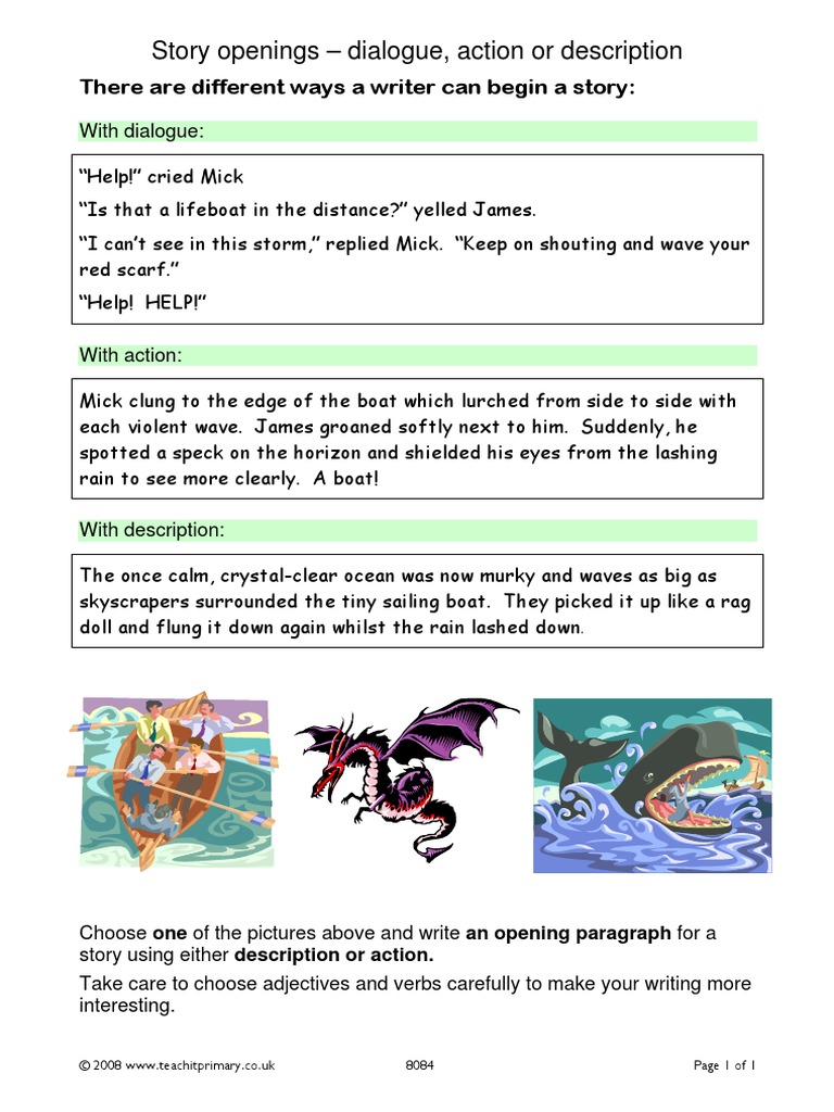 8084 Story Openings Dialogue Action or Description | PDF | General Fiction