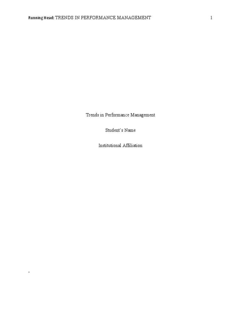 Trends in Performance Management 1: Running Head | PDF | Performance ...