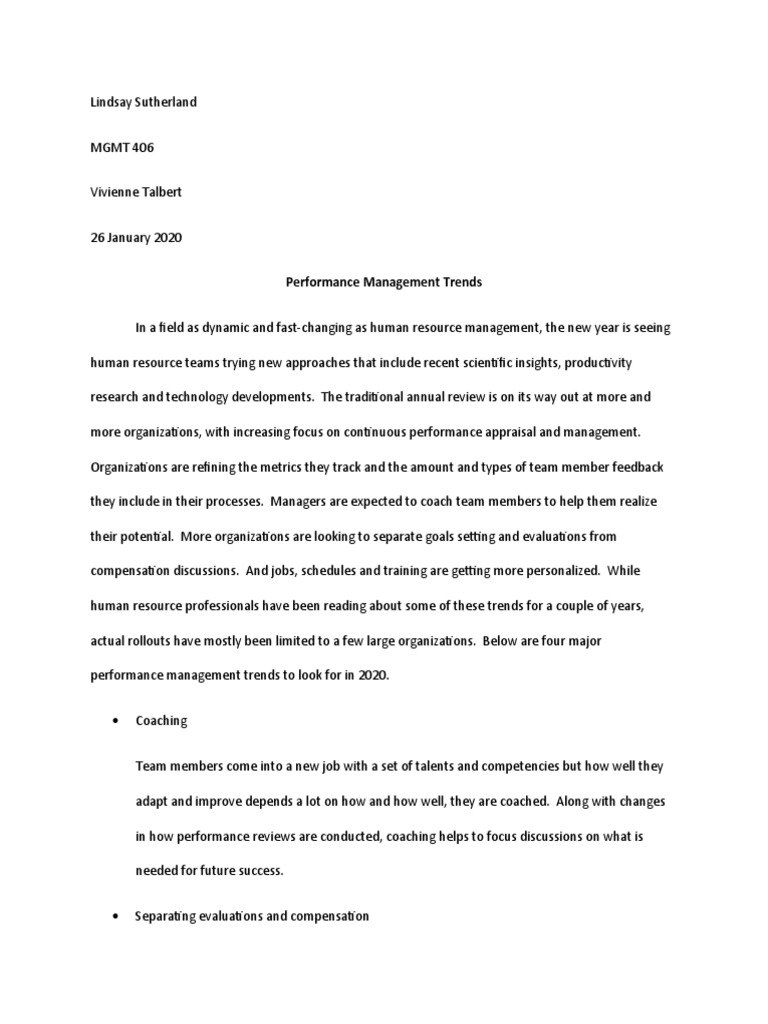 Performance Management Trends | PDF | Performance Appraisal | Human ...