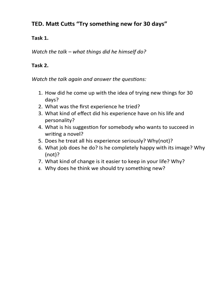 30-Day Challenges for Personal Growth | PDF | Career & Growth | Science ...
