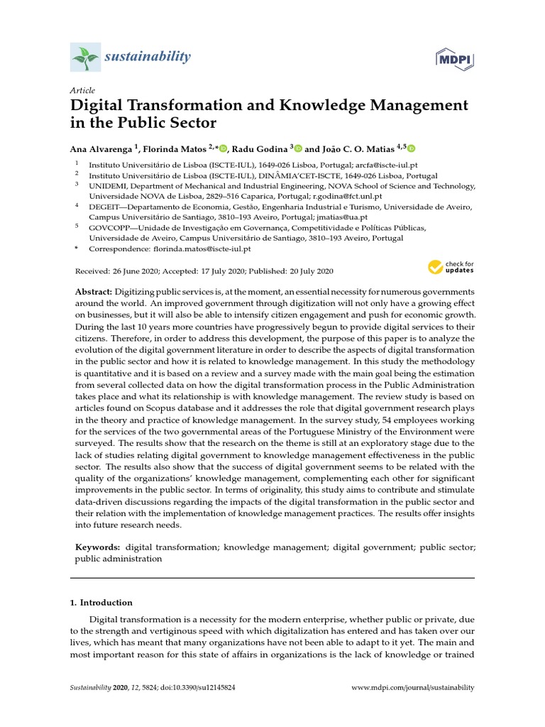 2020 - Digital Transformation and Knowledge Management in The Public ...