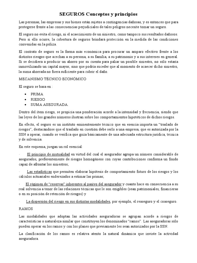 Conceptos Clave sobre Seguros y Riesgos | PDF | Póliza de seguros | Seguro