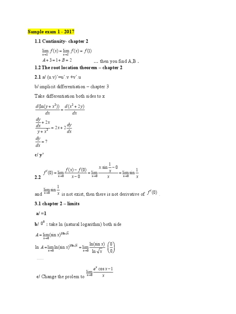 Solution Sample Exam 2017 | PDF | Mathematical Relations | Mathematical ...