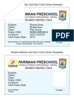 Parwaan Preschool: Student Identity Card