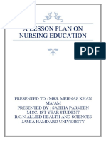 A Lesson Plan On Nursing Education