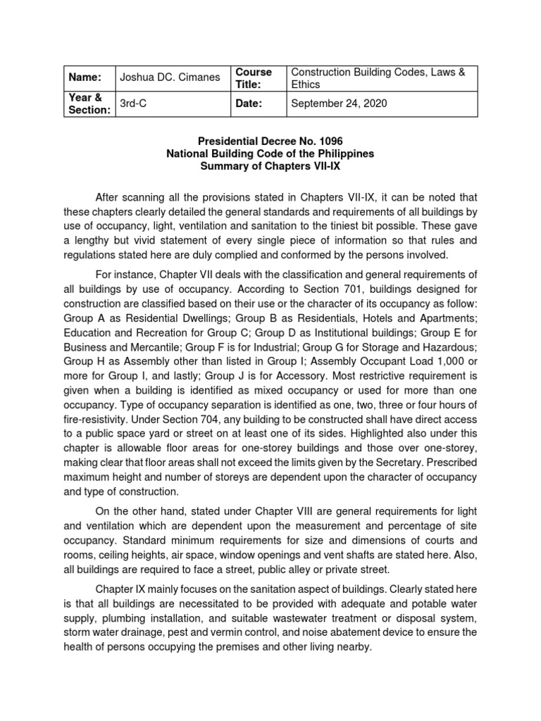 Philippine Building Codes Overview | PDF | Ventilation (Architecture ...