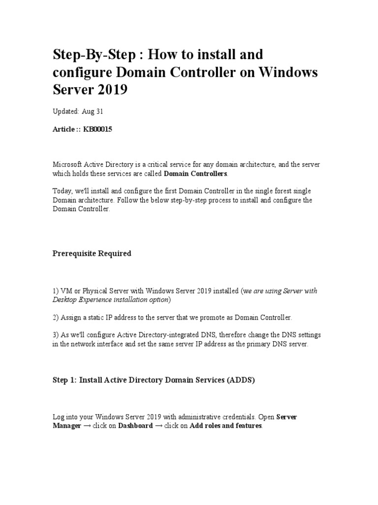 StepByStep How To Install and Configure Domain Controller On Windows