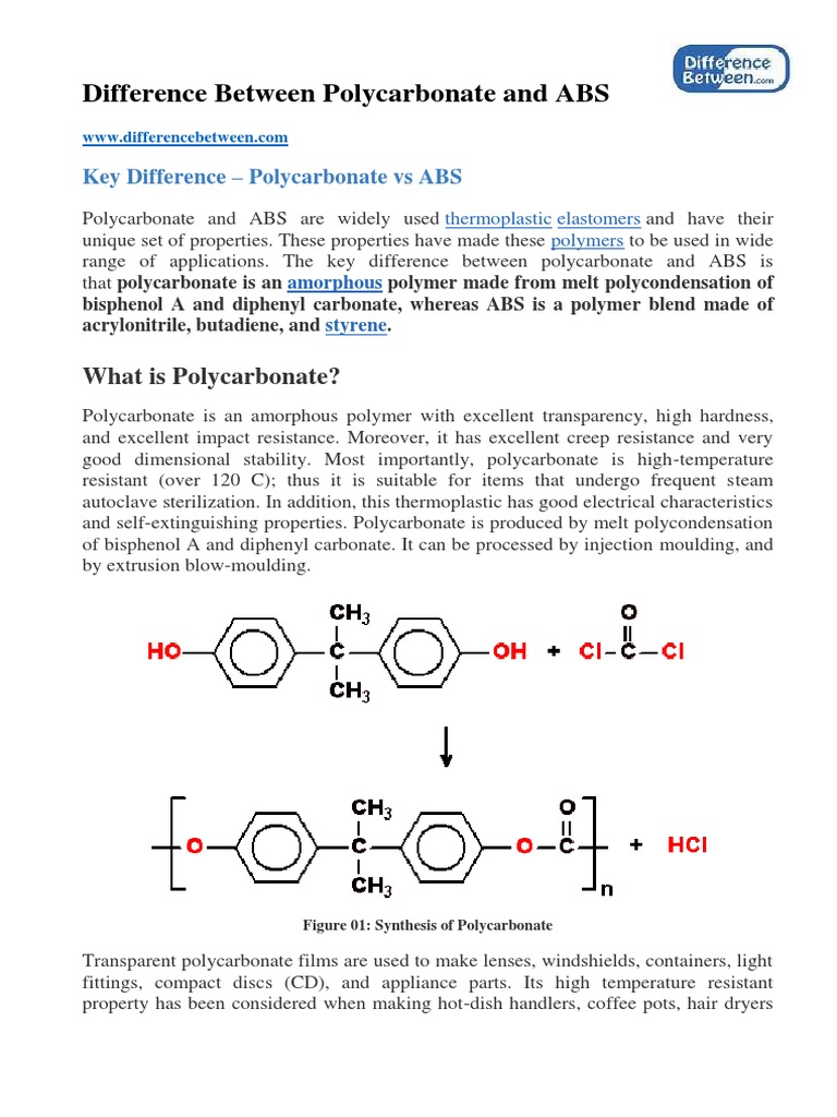 Difference Between Polycarbonate and ABS PDF Thermoplastic Plastic