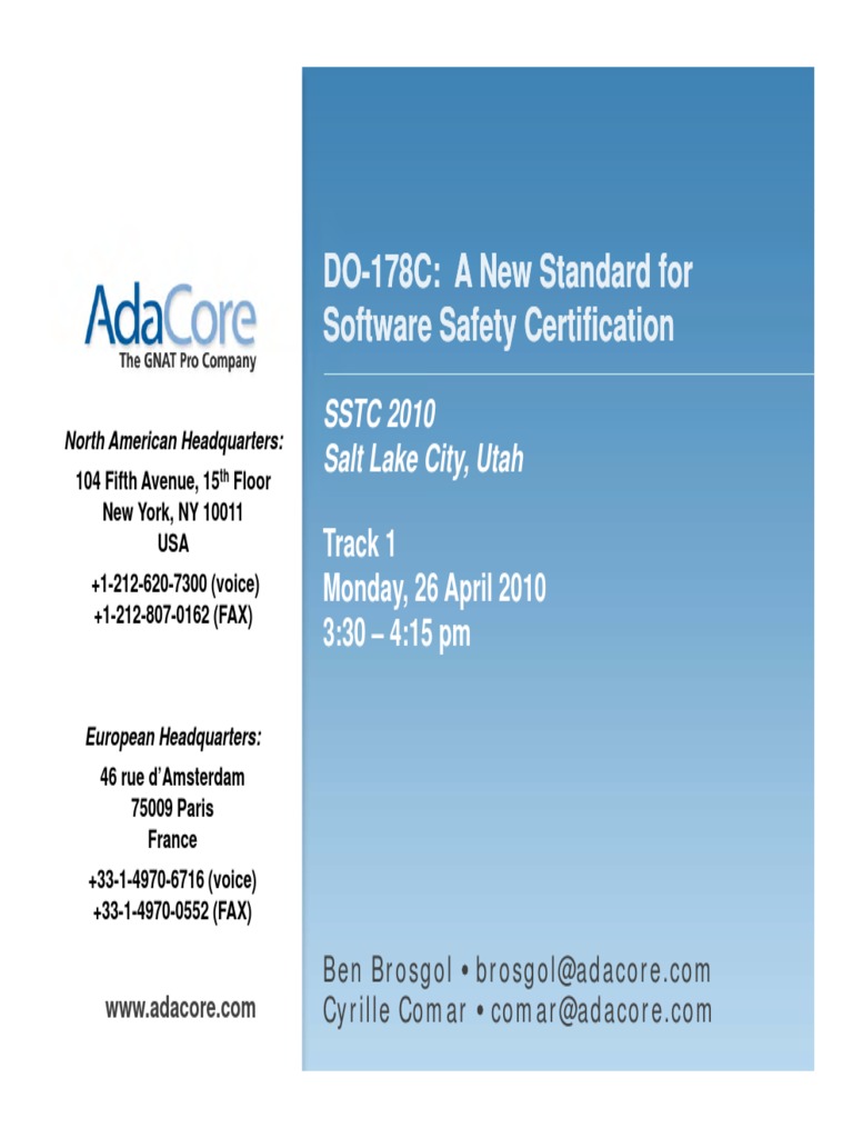 DO-178C: A New Standard For Software Safety Certification DO-178C: A New  Standard For Software Safety Certification | PDF | Object Oriented  Programming | Class (Computer Programming)