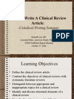 How To Write A Clinical Review Article:: A Medical Writing Seminar