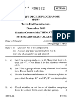 I MTE-06: (I) Question No. 7 Is (Ii) Answer Questions From To (Iii) Use of Calculators Is Allowed