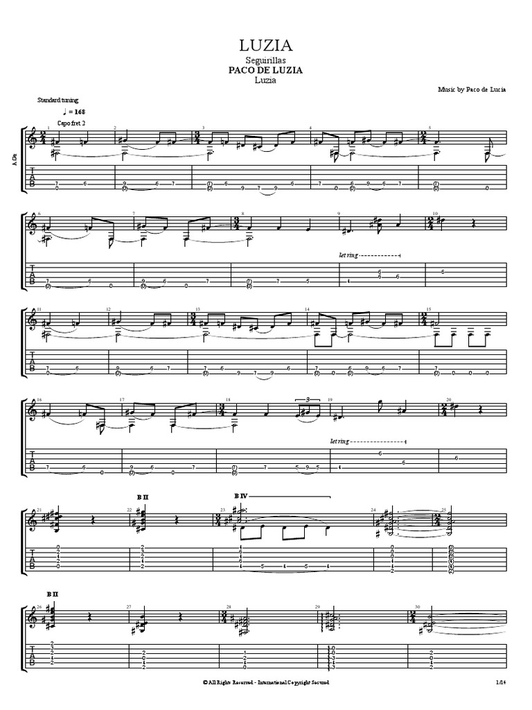 フラメンコギター楽譜 Paco de Lucia Cositas Buenas フラメンコギター楽譜 Paco de Lucia Cositas Buenas ルシア