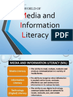 Edia and Nformation Iteracy: The World of