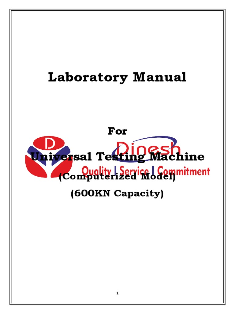 Universal Testing Machine Manual | PDF | Deformation (Mechanics) | Pump