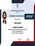 Certificate of Participation: Thopte Hemant Mahindra & Mahindra