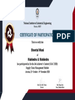 Certificate of Participation: Sheetal Wani Mahindra & Mahindra
