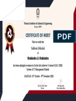 Certificate of Merit: Sukhwal Abhishek Mahindra & Mahindra