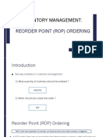 Inventory Management:: Reorder Point (Rop) Ordering