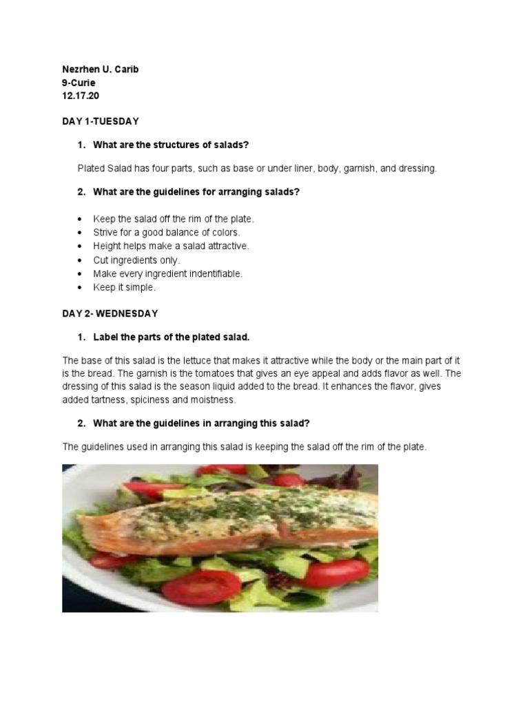 Salad Structure and Arrangement Guide | PDF | Cooking, Food & Wine ...