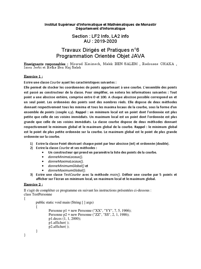 Programmation Orientée Objet en JAVA | PDF | Courbe | Coordonnées ...