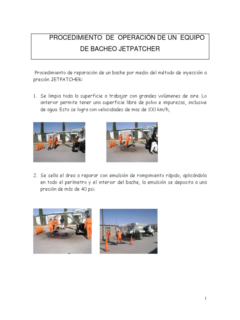 Procedimiento de Bacheo con Jetpatcher | PDF | Naturaleza