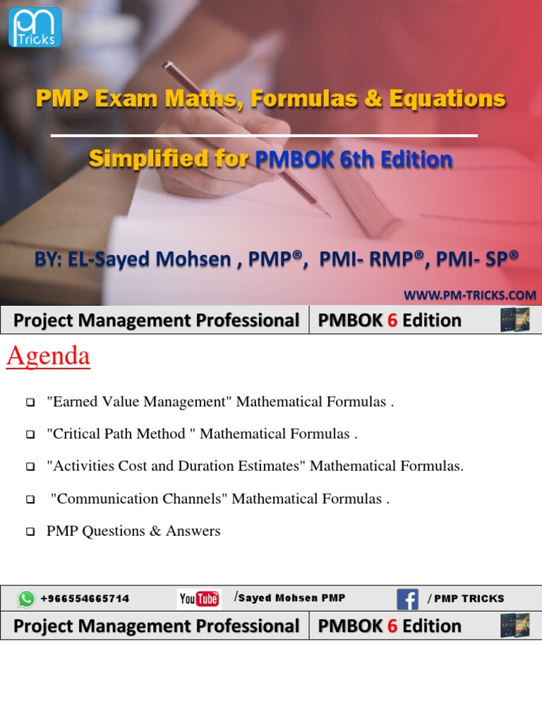 PMP Exam Maths, Formulas & Equations - Sayed Mohsen-2020-04-03 00 - 50 ...