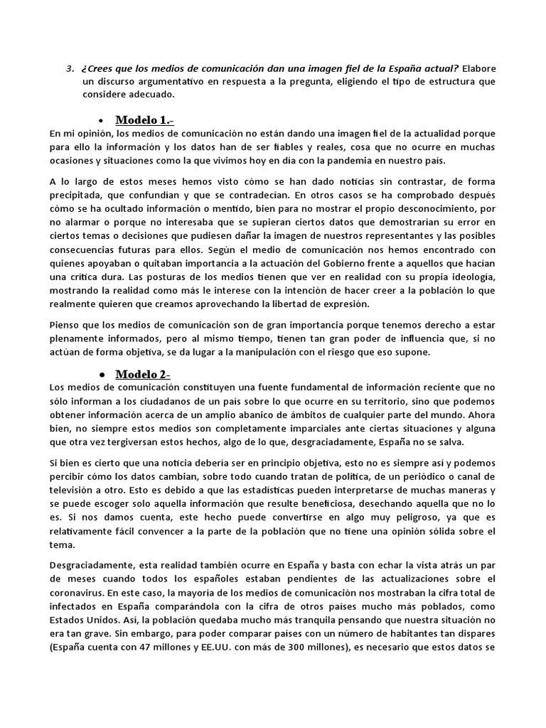 . Andres Siguio Los Preparativos... Modelos de Textos  Argumentativos | PDF | Medios de comunicación) | Información