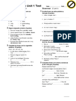 Basic Practice Unit 1 Test: Vocabulary 20 Points Grammar 20 Points