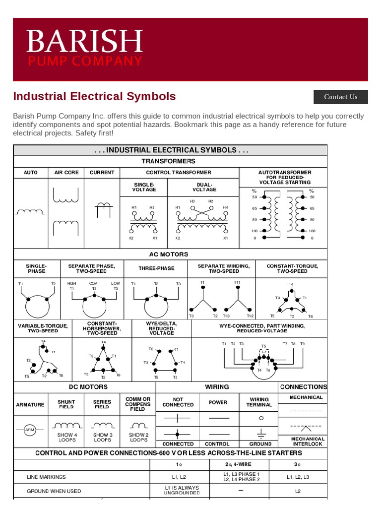 A Guide to Common Industrial Electrical Symbols | PDF | Inductor | Switch