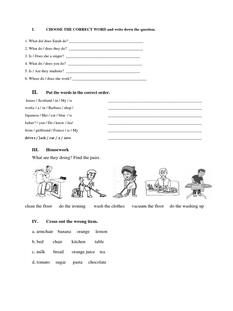 Put The Words in The Correct Order.: Iii. Housework | PDF