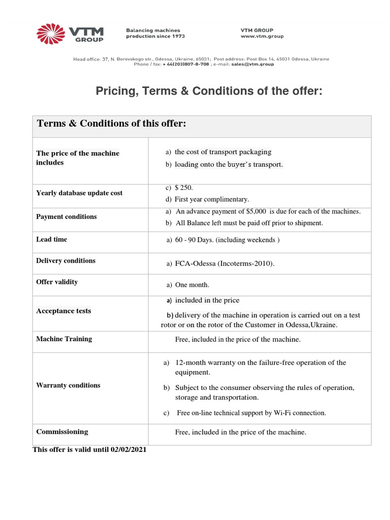 Industrial Equipment Buyers Offer | PDF | Technology & Engineering