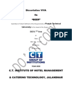 Dissertation VIVA On "BEER": C.T. Institute of Hotel Management & Catering Technology, Jalandhar