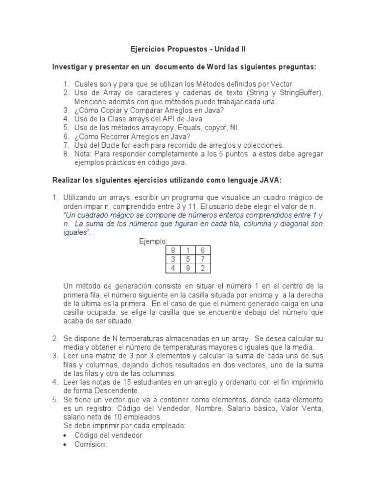 Ejercicios Propuestos-2 | PDF | Estructura de datos de matriz | Java ...