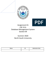 Assignment 01 CSE 311L Database Management System Section 09 Summer 2020 North South University