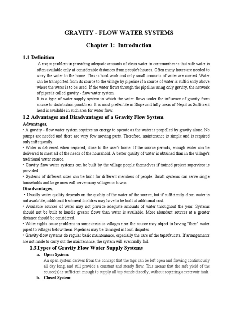Gravity Flow Water Systems Chapter 1 Introduction 1.1 Definition