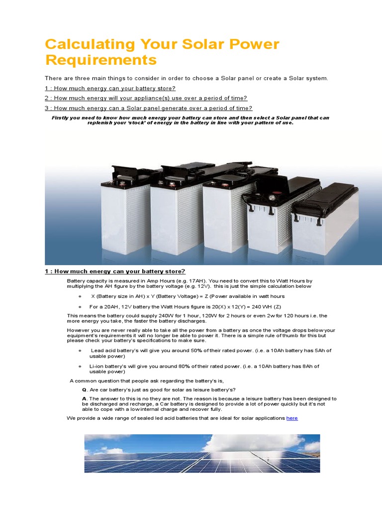 Calculating Your Solar Power Requirements | PDF | Kilowatt Hour | Solar ...