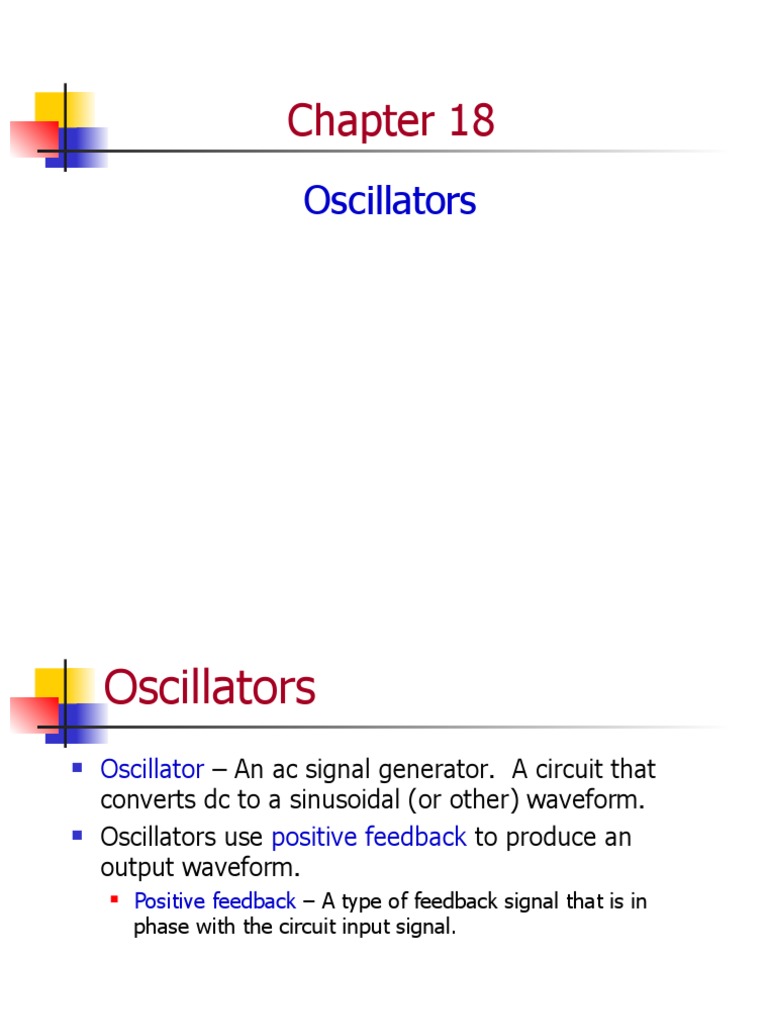 Ch18 Lecture Oscillators PDF Electronic Oscillator Positive