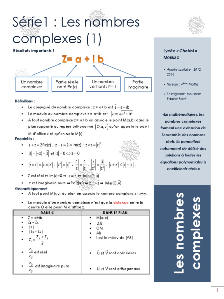 Introduction aux nombres complexes en maths | PDF | Nombre complexe ...