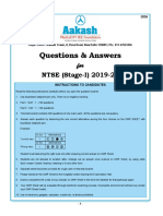 Ntse (S-I) 2019-20 - Mat & Sat (Questions) - Goa